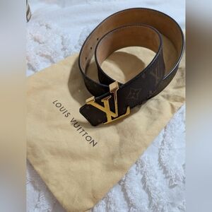 Louis Vuitton Black and Gold Monogram Belt